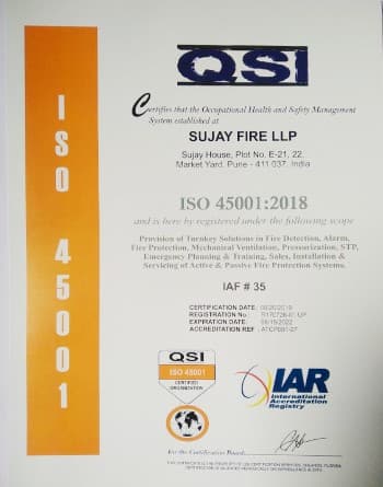 ISO 45001:2018 certificate — Sujay Fire LLP